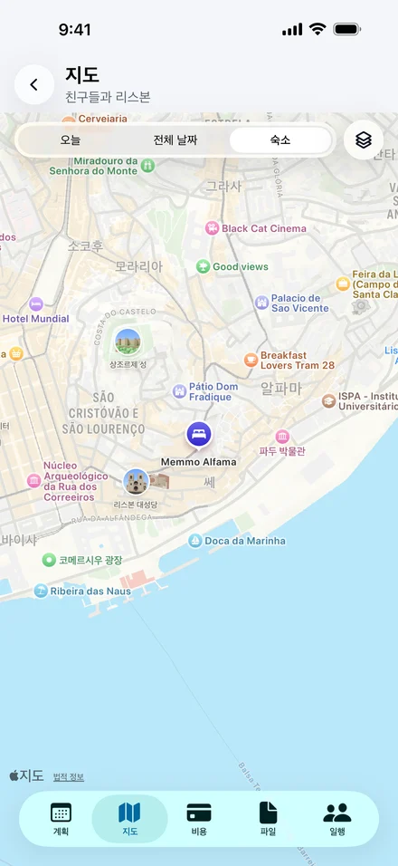Jurni 리스본 지도: Memmo Alfama, 파두 박물관, 상조르제 성 등 여행 숙소와 장소.